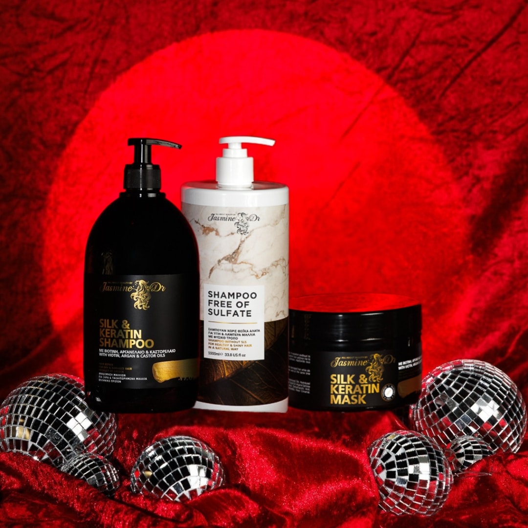 Σαμπουάν Sulfate Free μεγάλο (1000ml) + Conditioner Silk & Keratin μεγάλο (1000ml) + Μάσκα Silk & Keratin μεγάλη (500 ml)